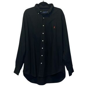 Ralph Lauren Button Down Shirt Mens 1XB Black 100% Cotton Long Sleeve Casual Top